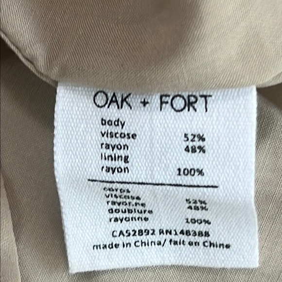 Oak + Fort Beige/Tan Midi Dress Lined Floral Pattern sz S - Picture 10 of 13